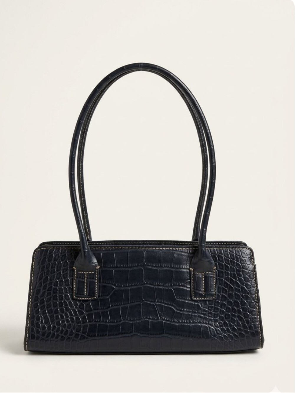 Tommy Hilfiger vintage Classic Black Croc-Embossed Shoulder Bag